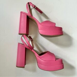 Platform Pink Criss Cross Strappy Stacked Heel Sandals Alessia by Wild Fable
